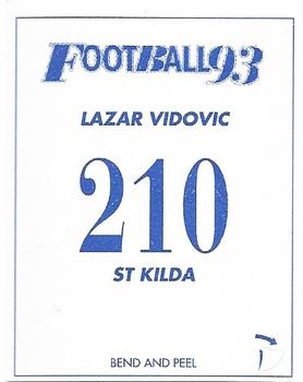 1993 Select AFL Stickers #210 Lazar Vidovic Back